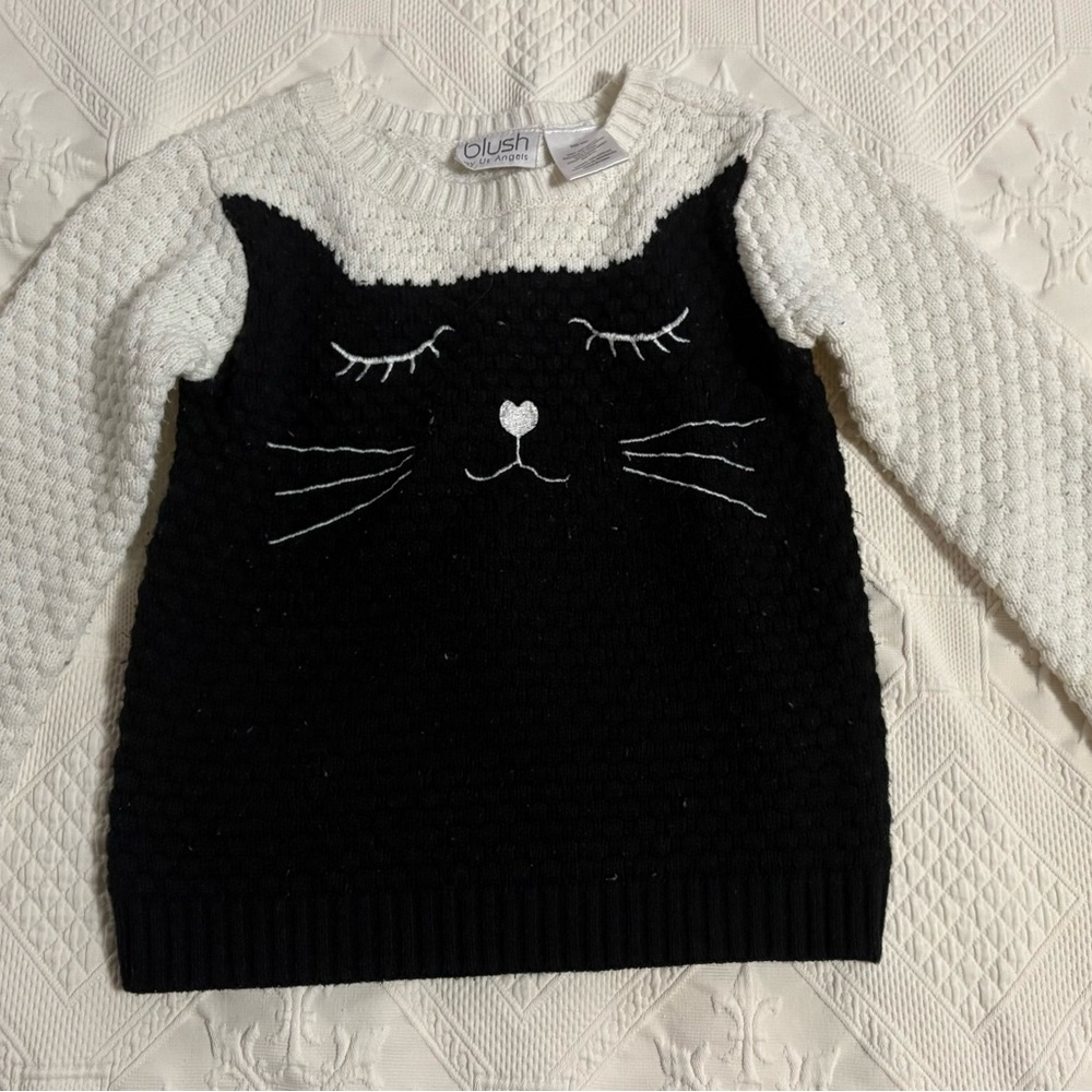 Blush Cat Sweater Black and White Size 6